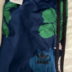 Adidas Navy and Green Floral Track Pants